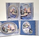 Set of 4 Christmas Cards - Snowy Village Winter Wonderland 