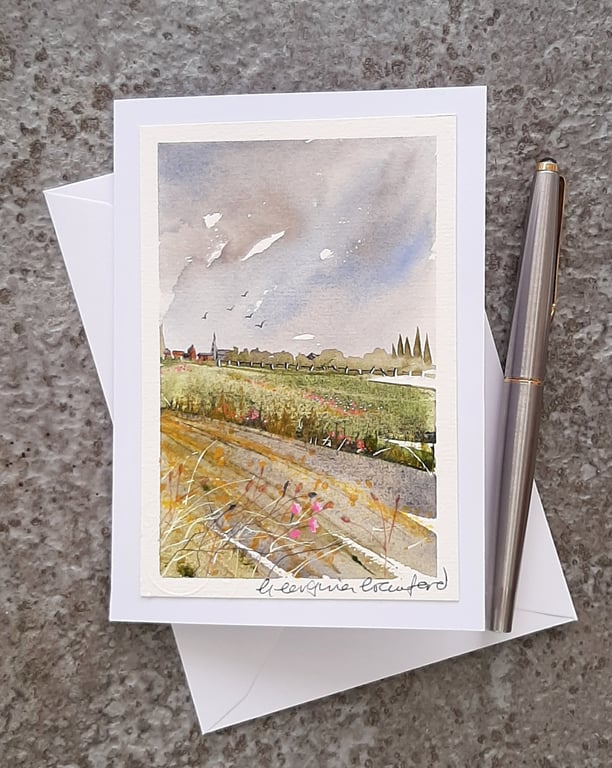 Handpainted Blank Card. Handmade. Letterbox Gift. Keepsake