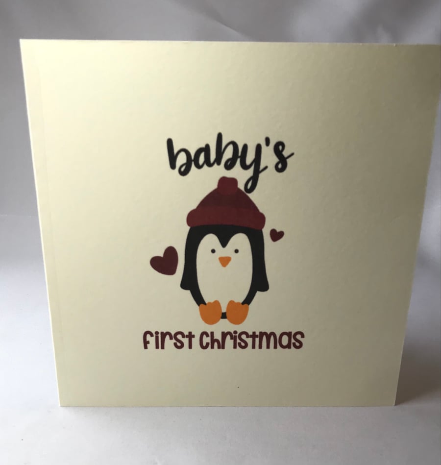 Baby’s first Christmas card, card for baby’s first Christmas.