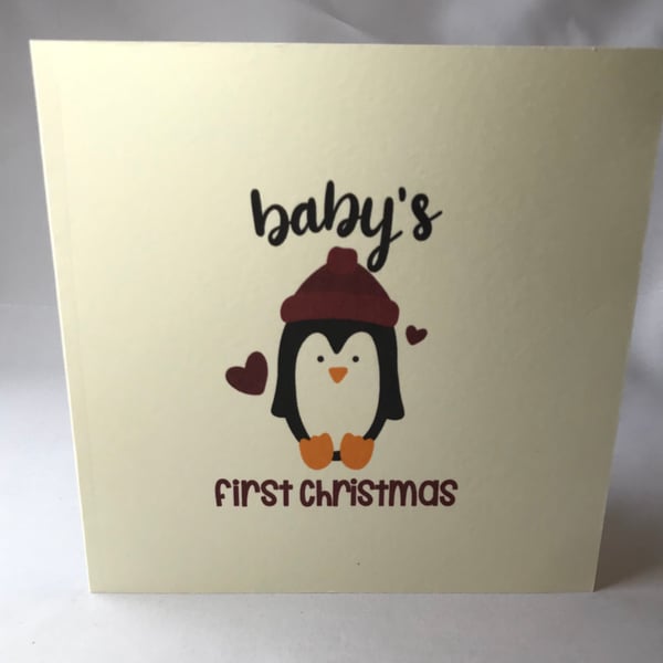 Baby’s first Christmas card, card for baby’s first Christmas.