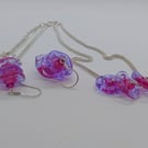 Lampwork Glass Drop Earrings and Pendant Necklace Set