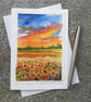 Poppy Field. Blank Card. Original Painting. Watercolour 260142 - Image 2