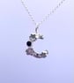 Chunky silver letter C charm with amethyst 