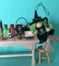 Bright Green Witch Doll Hanging Decoration, Witchy Gifts, Halloween Decoration - Image 1