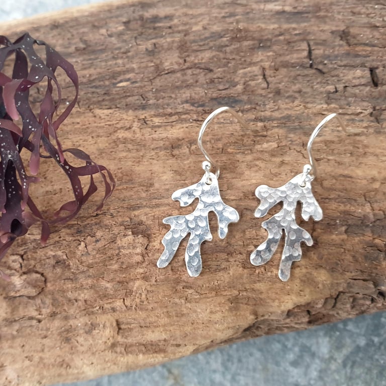 Silver seaweed earrings