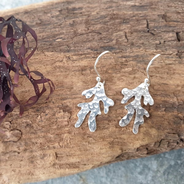 Silver seaweed earrings