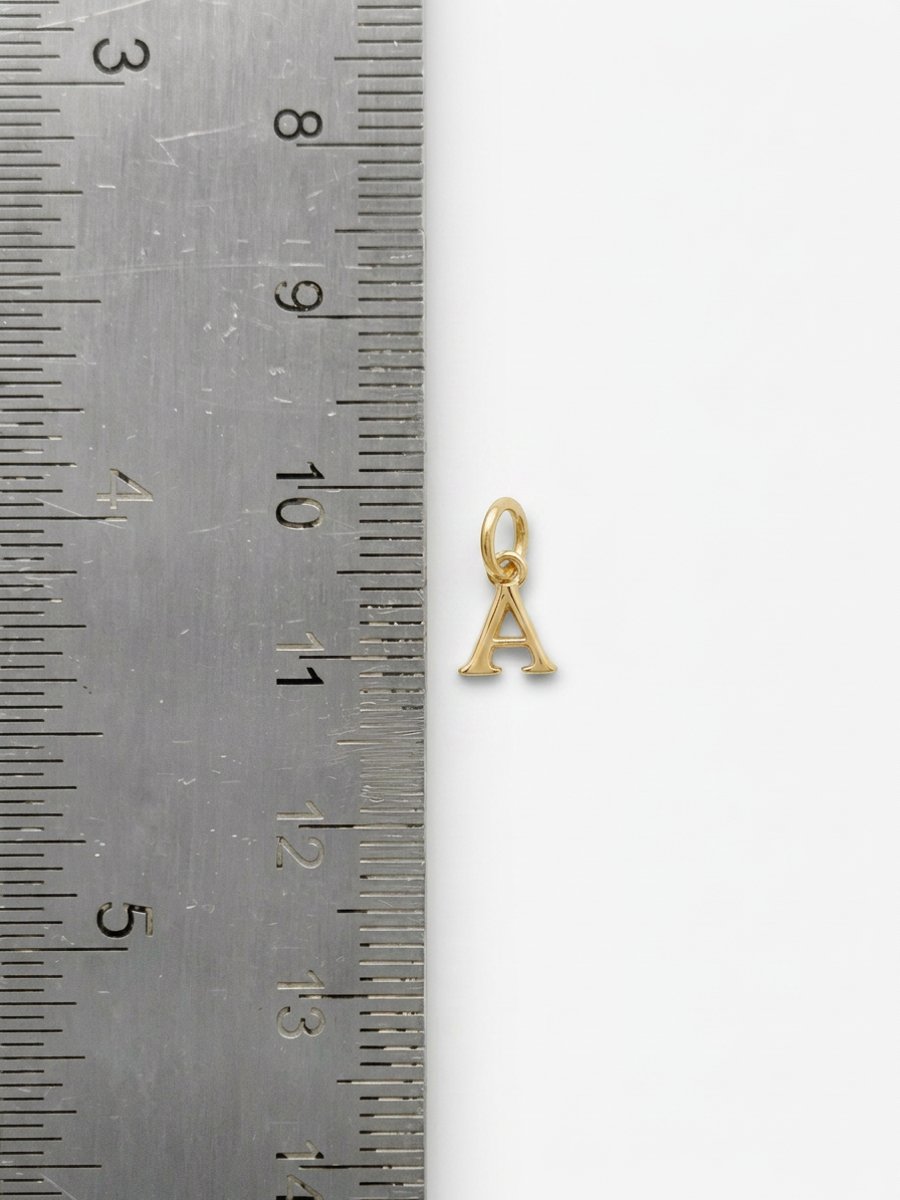 14ct gold plated A letter charm pendant with closed jump ring