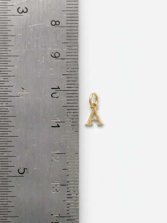 14ct gold plated A letter charm pendant with closed jump ring