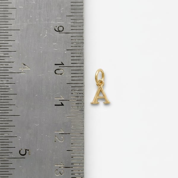 14ct gold plated A letter charm pendant with closed jump ring