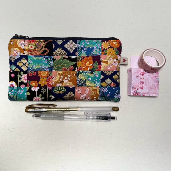 Floral Patchwork Japanese Fabric Pencil Case Pencil Pouch