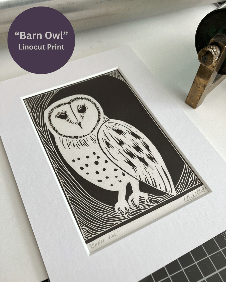 Lino Print - Barn Owl