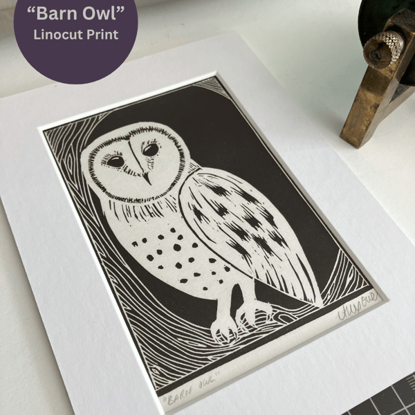 Lino Print - Barn Owl