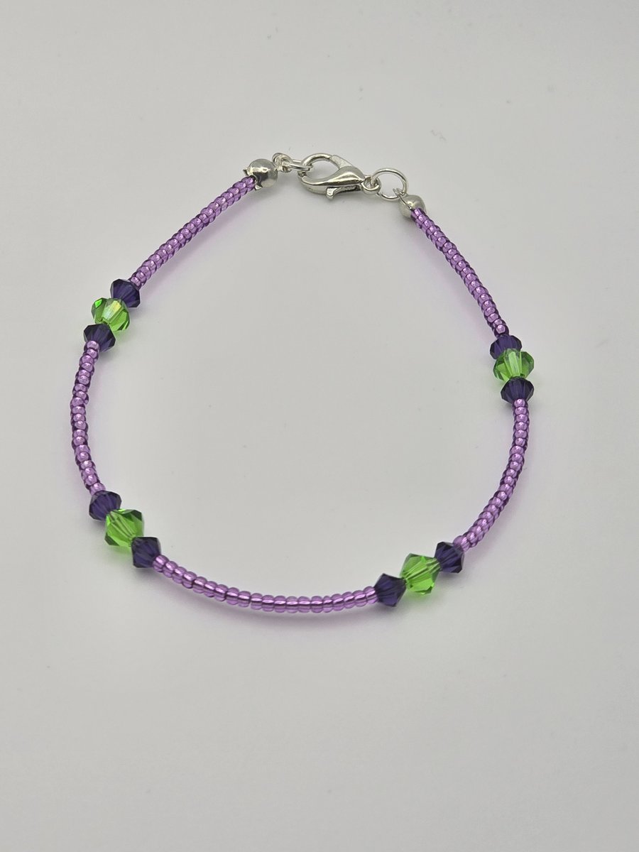 Preciosa Crystal Bicone bracelet - Green and Purple