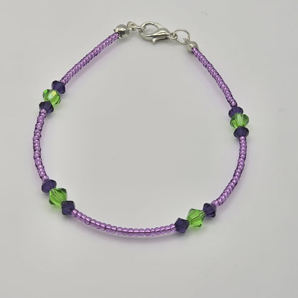Preciosa Crystal Bicone bracelet - Green and Purple