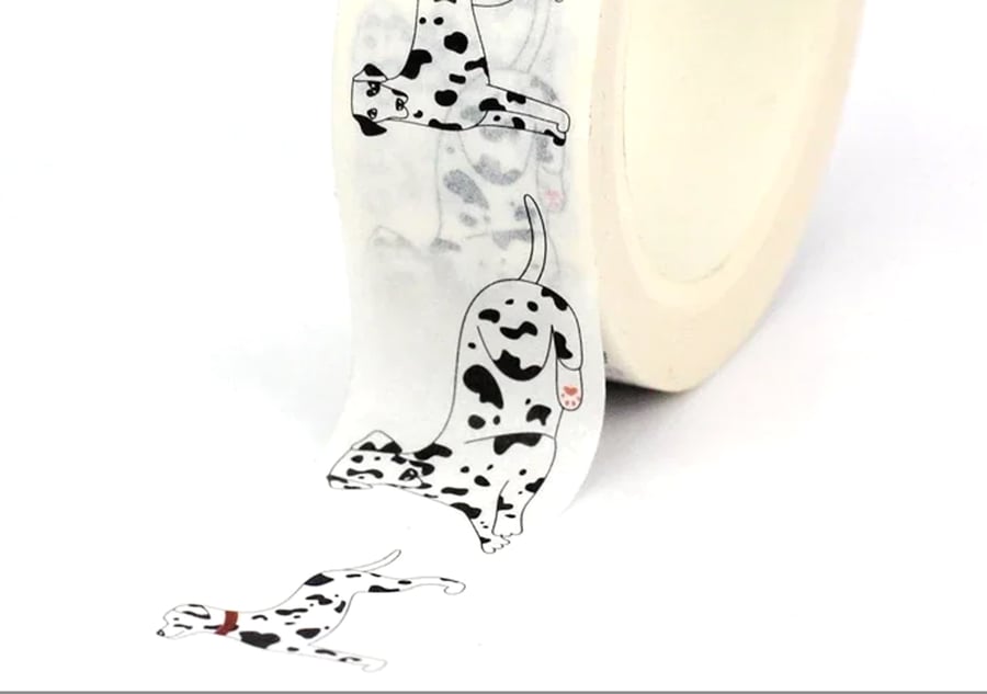 Dalmatian pattern, spotty doggy, Washi Tape, Decorative Adhesive Tape, 10m