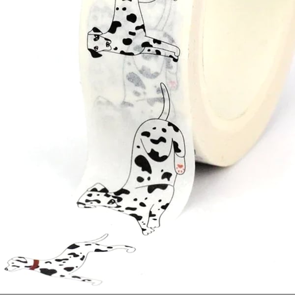 2 x Dalmatian pattern, spotty doggy, Washi Tape, Decorative Adhesive Tape, 10m