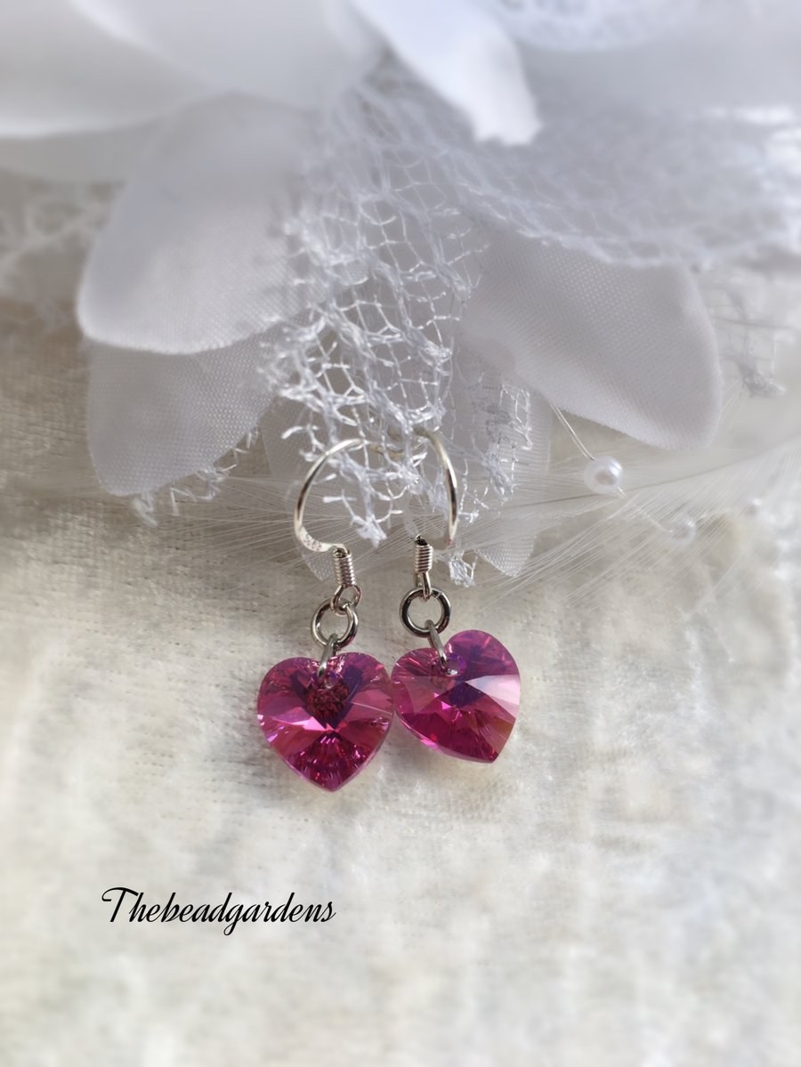 Swarovski crystal heart earrings 