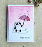Get Well Card - cards, handmade, panda, umbrella, raindrops, pink - Image 5