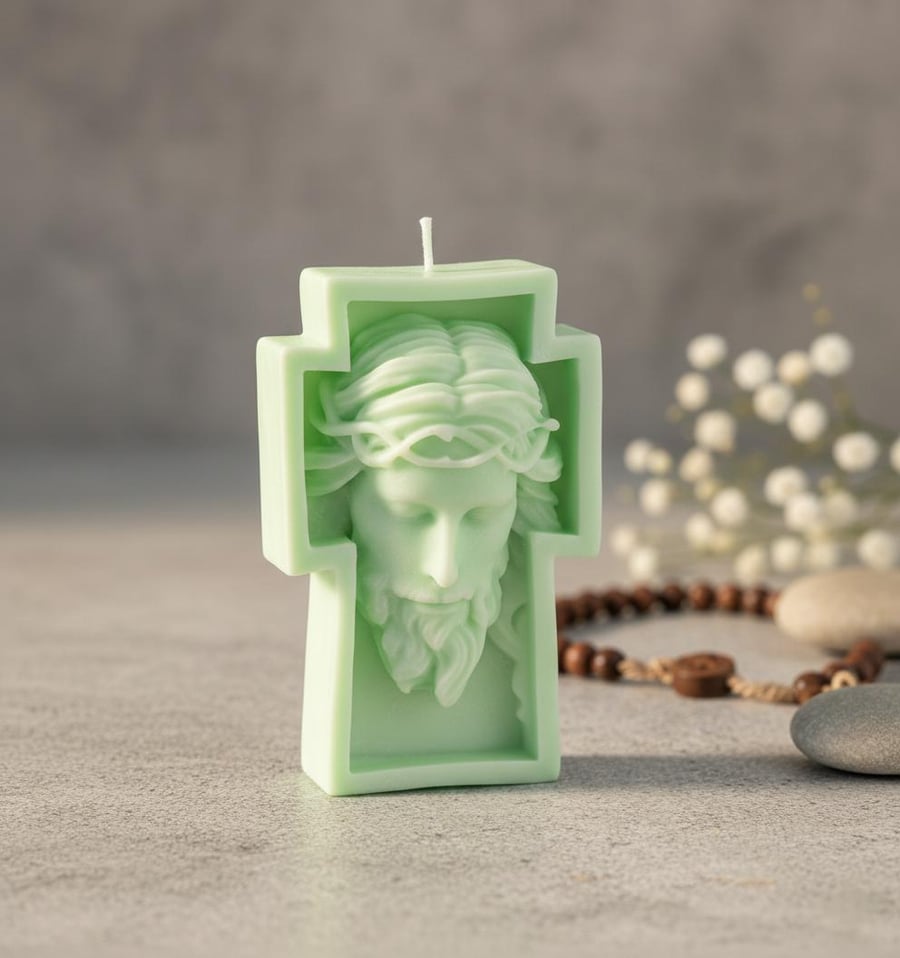 Christmas Candle Sustainable Vintage Style Jesus Christ candle