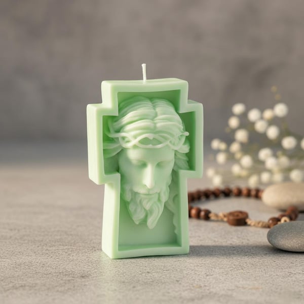 Christmas Candle Sustainable Vintage Style Jesus Christ candle