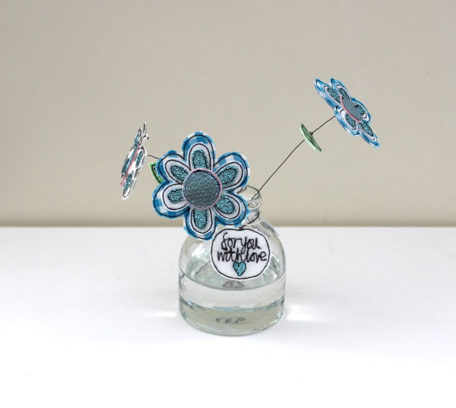 'Flowers and a Butterfly' in a Bottle - for you, with love