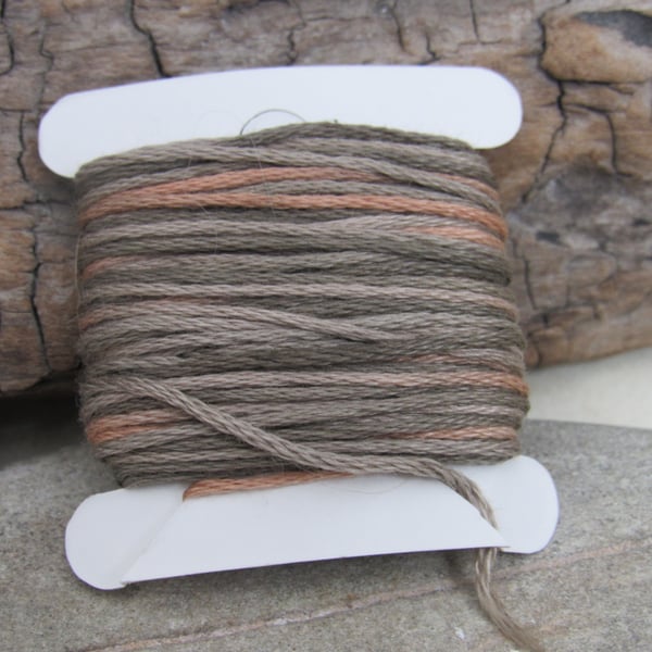 8m Hand Dyed Natural Dye Space Dyed Shaded Brown Cotton Embroidery Thread Floss