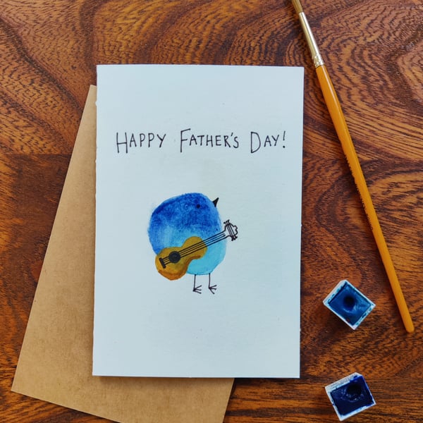 Original Hand-Painted Bird Father's Day card, Personalisation 