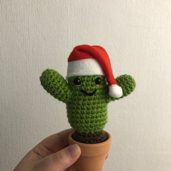 Crocheted Santa Hat Cactus