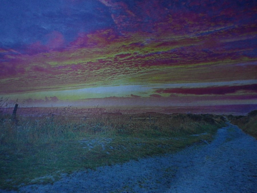  Cornish Coast Road A4, unframed, mounted, free hook & easel  free shipping 4011