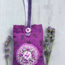 Hand Embroidered Chequered Lavender Bag