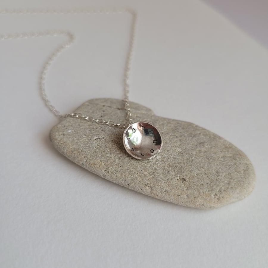 Perfectly Imperfect - Silver Dome Pendant Necklace with Circle Detail