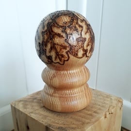 Pyrography acorn & oak leaf wooden bell tent dolly (raincap)