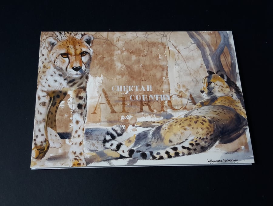 Cheetah Blank Greeting Card - Wildlife Artwork by Pollyanna Pickering