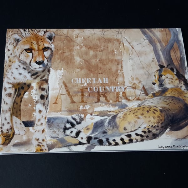 Cheetah Blank Greeting Card - Wildlife Artwork by Pollyanna Pickering