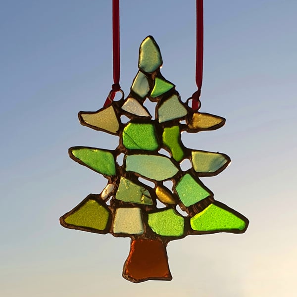 Sea glass suncatcher CHRISTMAS TREE