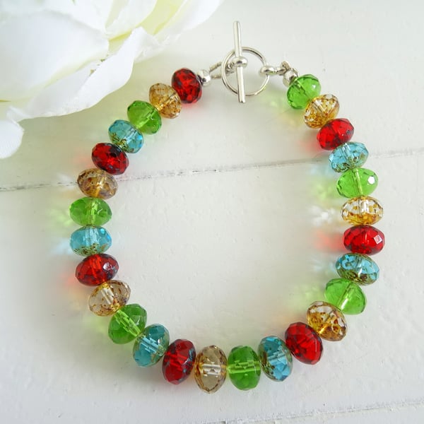 SALE!!! Czech Glass Picasso Bead Bracelet