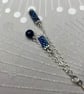 Handmade blue sandstone silver dangle earrings with bead woven elements - Image 5