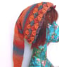 Long Tail Pixie Hat in Shades of Orange and Blue, Quirky Winter Hats - Image 3