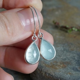 Aquamarine Dangle Earrings in Sterling Silver