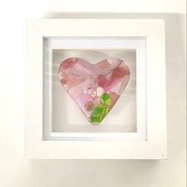 Fused glass heart picture