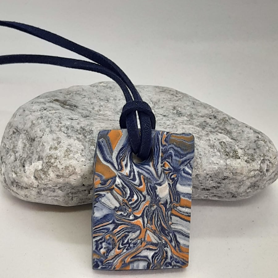 Polymer clay rectangular pendant