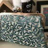 Vintage look - Teal velour clasp purse 20cm