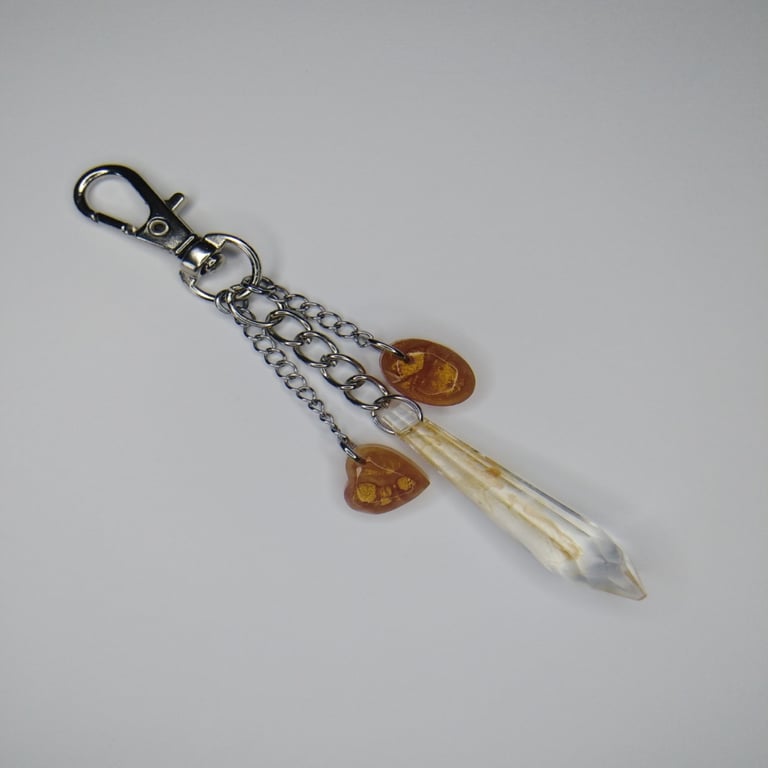 Faux Crystal Gold Red Bag Charm, Keyring