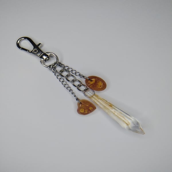 Faux Crystal Gold Red Bag Charm, Keyring