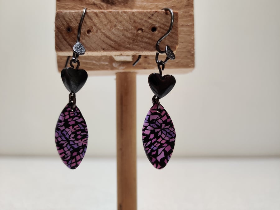 Mosaic bead dandge earring