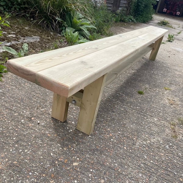 Garden Bench (treated) with chunky H leg 