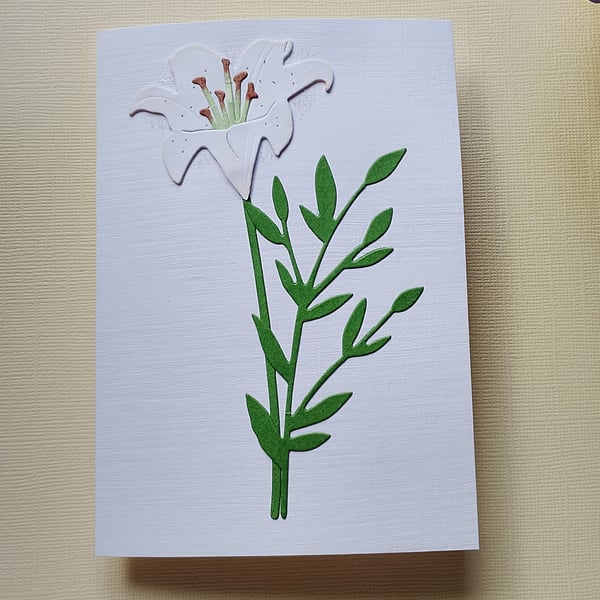 White Paper Lily - Flower Shop Moments, Blank Handmade Floral Card 