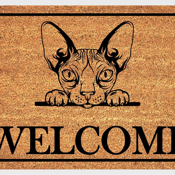 Sphynx Cat Door Mat - Personalised Sphynx Cat Welcome Mat - 3 Sizes