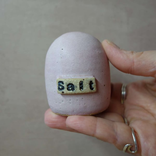 Little Pink Ceramic Salt Shaker – Handmade Stoneware Salt Pot