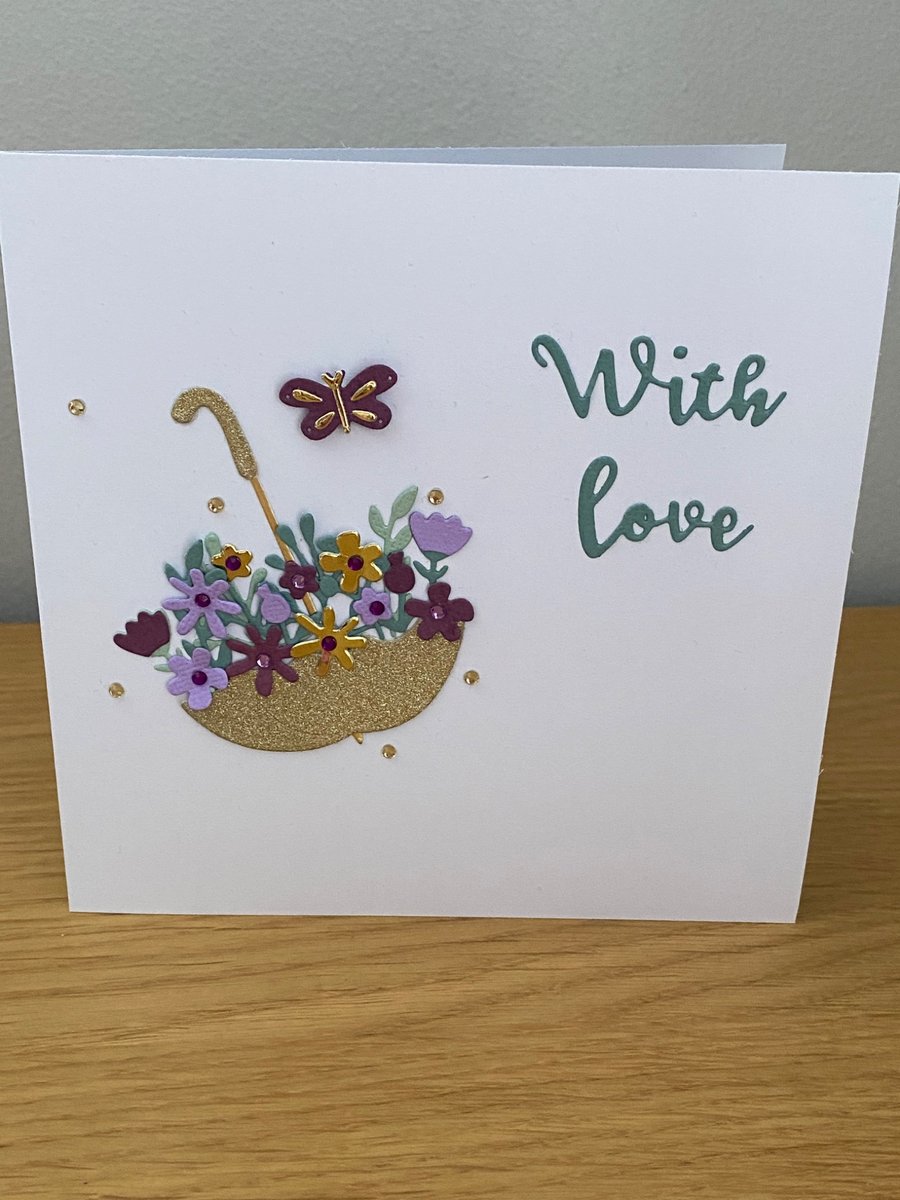 Handmade Floral Umbrella Birthday Card